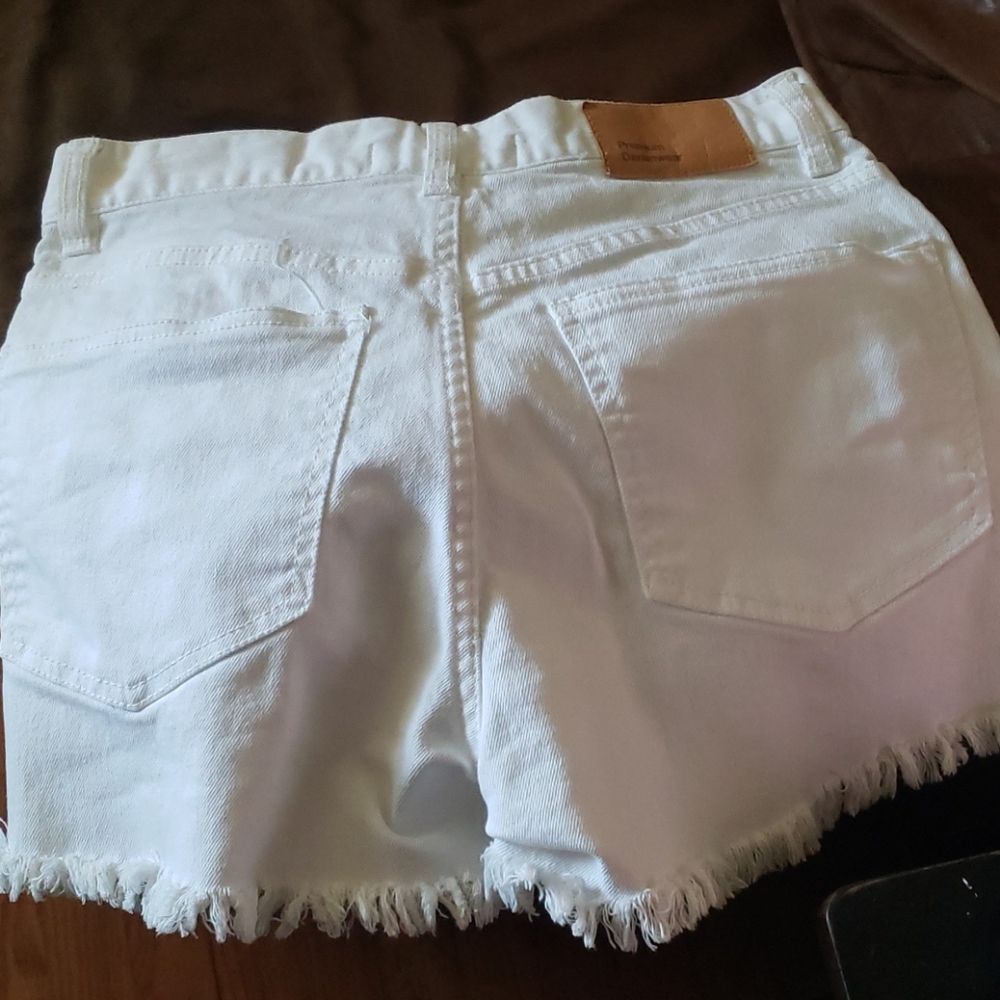White blue jean shorts